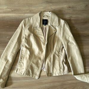 Dynamite faux leather biker jacket cream size M